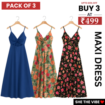 Women’s 3 Combo Maxi Dress Collection – Soft Wear Comfort & Style | MD-06