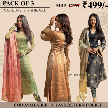 Embrace Elegance with Our 3-Piece Adjustable Kurti, Pant & Dupatta Set | PACK OF 3 | AK-05