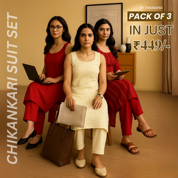 Pack of 3 |Chikankari Suit Sets with Dupatta | Traditional Ethnic Wear for Women | CSC-03