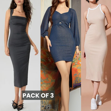 3-Pack Bodycon Dress Combo – Versatile Styles for Every Occasion | DC-05