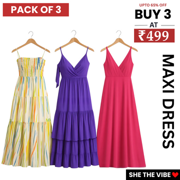 Women’s 3 Combo Maxi Dress Collection – Soft Wear Comfort & Style | MD-10