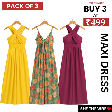 Women’s 3 Combo Maxi Dress Collection – Soft Wear Comfort & Style | MD-03