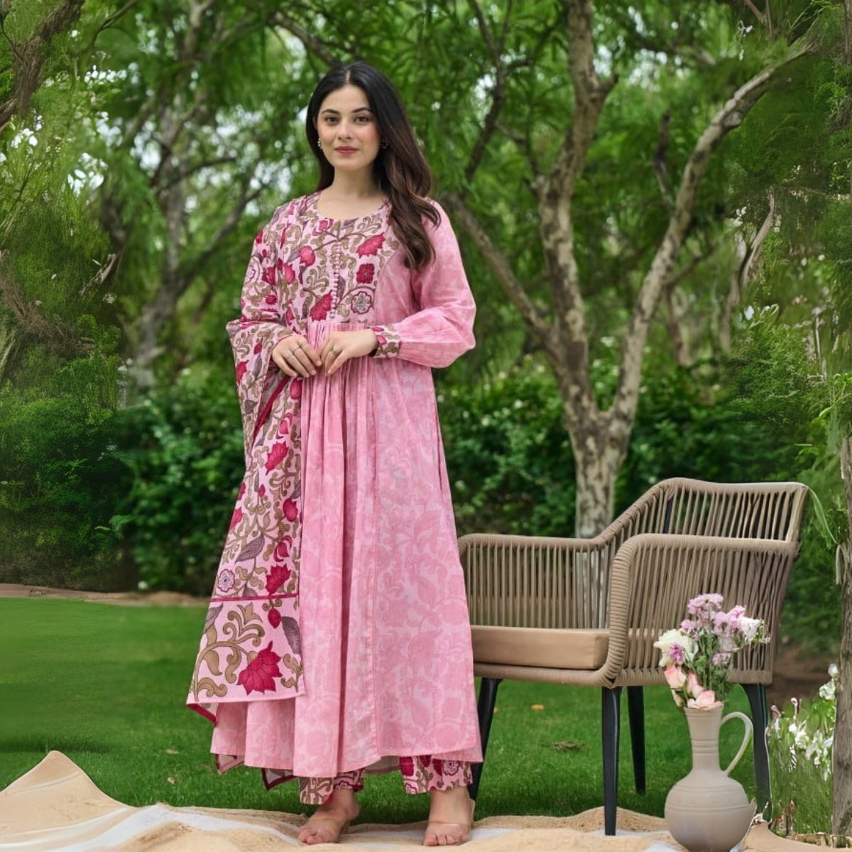 3 Combo Soft Cotton Kurta with Stylish Printed Pants Set For Daily Wear | KSP-05