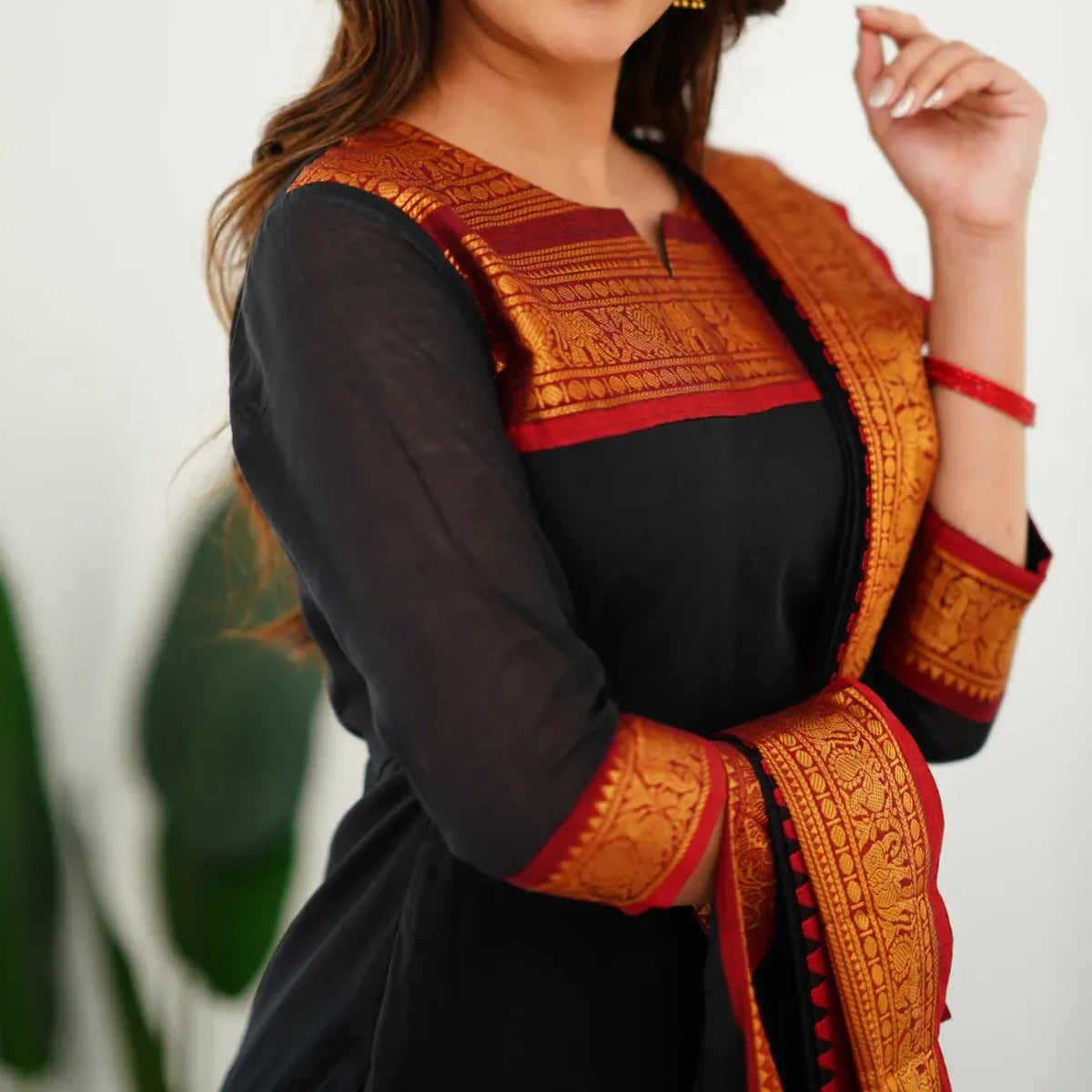 Vibrant Pack of 3 Silk Blend Suit Sets with Dupatta – Maroon, Yellow & Black | Sizes XS–3XL |  SS-07