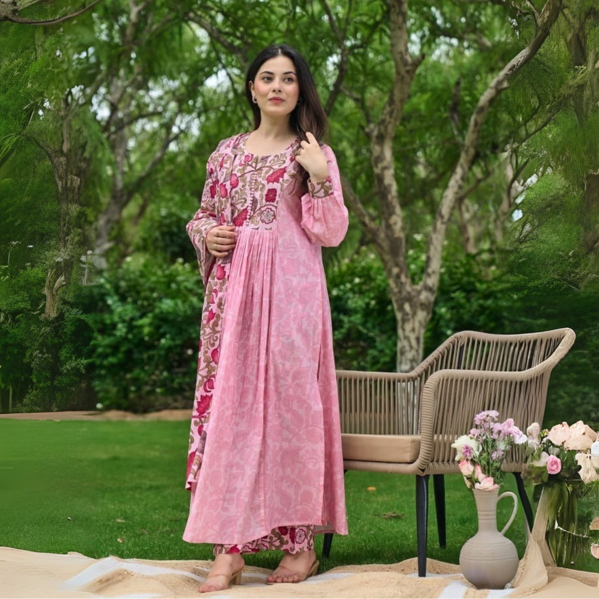 3 Combo Soft Cotton Kurta with Stylish Printed Pants Set For Daily Wear | KSP-05