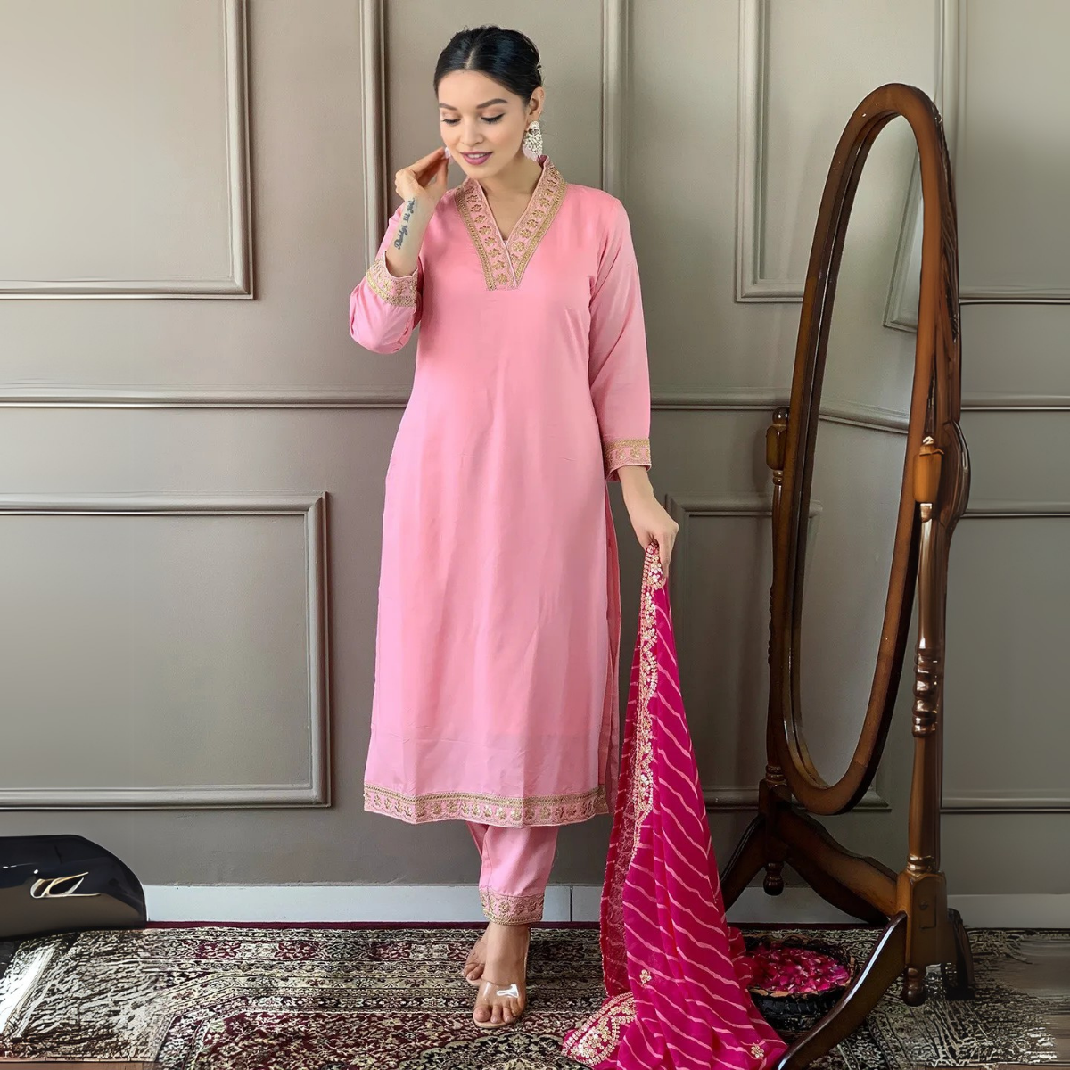 Elegant 3-Piece Women Kurti Set with Dupatta Combo Pack – Stylish, Comfortable & Versatile Ethnic Wear | KS-07
