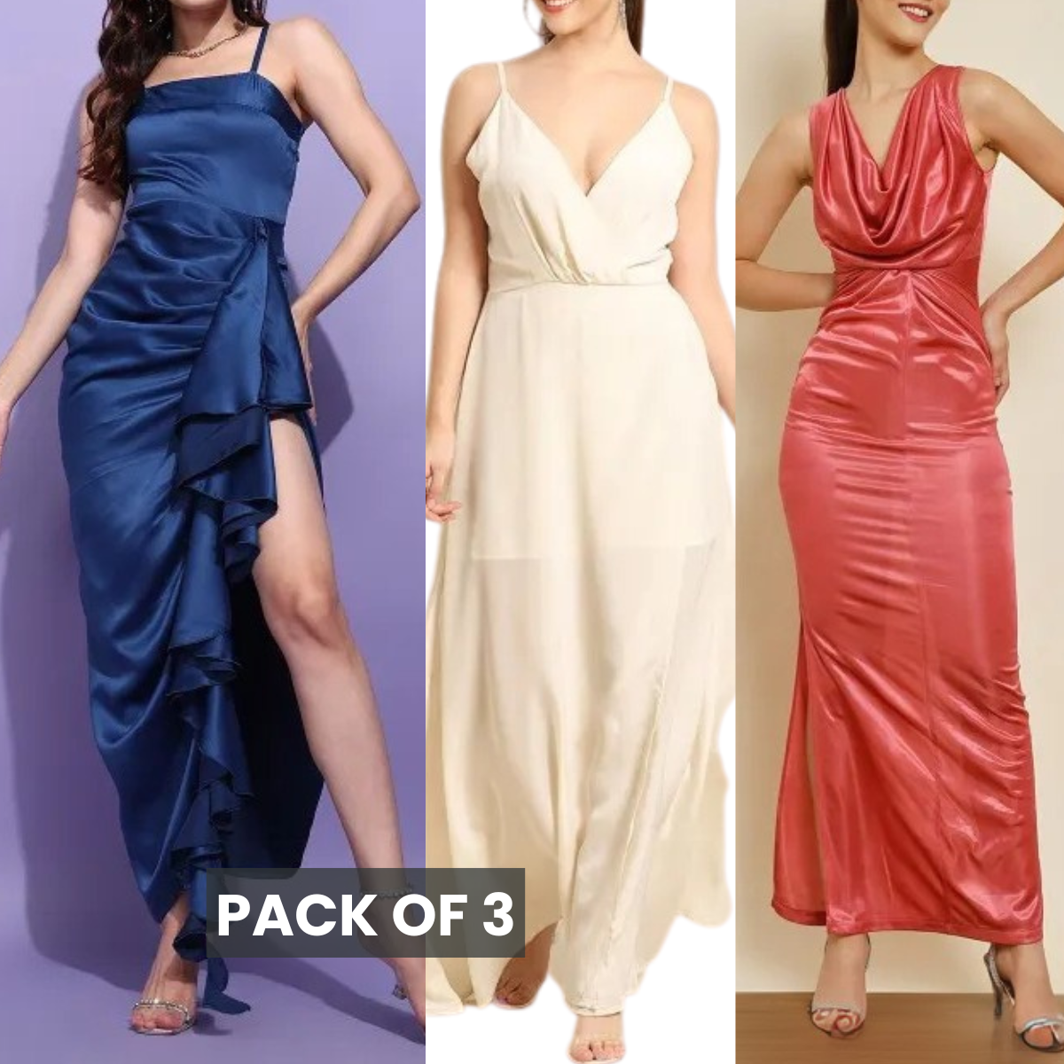 Satin Dress 3 Combo Set  | Limited-Time Combo Pack Deal | SC-08